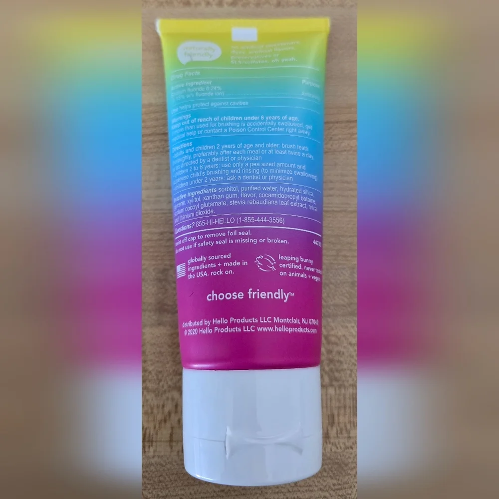 hello Unicorn Sparkle Kids Fluoride Toothpaste Natural Bubble Gum Flavor Sealed